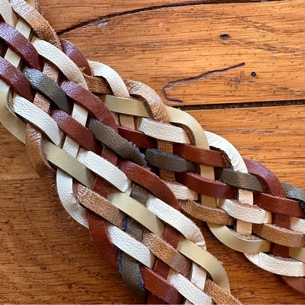 Leather Braided Multicolor Belt Made in Guatemala XL - Picture 2 of 8